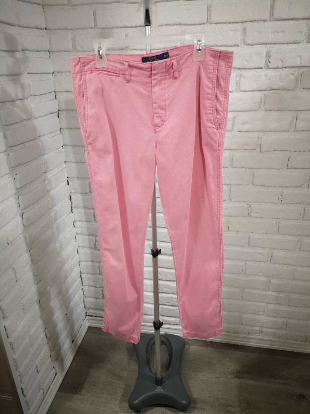 Polo Ralph Lauren Ladies Size 10 Pink Zipper & Clip Quin Boyfriend Chino Pant